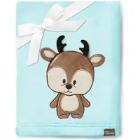 Be Mammy Babydeken - Dekbed - Kinderdeken - Wiegdeken - Dekentje Baby - 76 x 102 cm - Poeder blauw - hert - BE-BE20-168-BBL