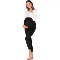 Be Mammy Dames Leggings - Zwangerschapskleding - Lange 7/8 - Viscose - BE-BE20-262-LE - Zwart - XXL