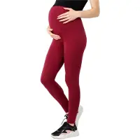 Be Mammy BE-BE20-283-LE Dames Zwangerschapsleggings - Lang - Katoen - Elasthan - Yogabroek - Wijnrood - XL