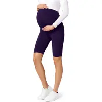 Be Mammy Dames Zwangerschapsleggings - Vrijetijdsbroek – Korte - Viscose - BE-Leggings-04 - Pruim - L