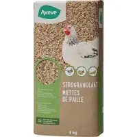 Aveve - Strogranulaat Bedding - 8KG - Geperst Strogranulaat - Sterk Absorberend - Stofarm - Voor Stallen