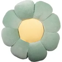 Clayre & Eef Sierkussen Bloem Ø 40x6 cm Groen Polyester