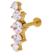 Lucardi - Dames Stalen goldplated traguspiercing met zirkonia - Piercing - Staal - Goudkleurig