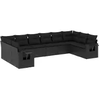 vidaXL 10-delige loungeset voor de tuin met kussens, zwart, polyrotan