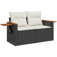 vidaXL Tuinbank Set 11 st Zwart poly rattan