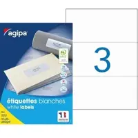 Agipa Universele etiketten, 210 x 99 mm, wit, rechthoekig
