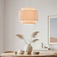 LumenXL Hanglamp Tressa met geribbelde stoffen kap - Beige