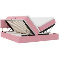 vidaXL LED opbergbed met matras Roze 200 x 200 cm Fluweel