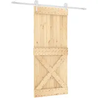 vidaXL Schuifdeur Natuurlijk en Wit 90 x 210 cm Massief Pine Hout