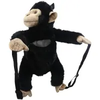 The Puppet Company rugzak chimpansee dier knuffel tas voor kinderen.