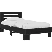 vidaXL Bedframe met Hoofdbord Zwart eiken 80 x 200 cm Bewerkt hout