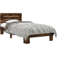 vidaXL Bedframe met Hoofdbord Gerookt eiken 80 x 200 cm Bewerkt hout