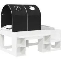 vidaXL Bed met Tunnel met plank 3 st Wit en zwart Bewerkt hout