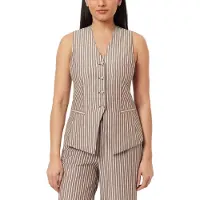 Scotch & Soda Long Line Vest Brown Stripe Maat: XS | Gilets Outlet | Dames | Bruin