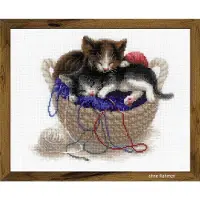 Riolis Kittens in a Basket Aida Borduurpakket