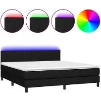 vidaXL Boxspringbed met matras en LED-verlichting, zwart, 180x200 cm, gestoffeerd