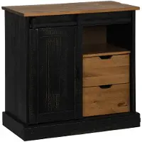 vidaXL Dressoir HALDEN met schuifdeur, zwart, 80x40x80 cm, massief hout