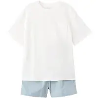 Mango shortama wit/blauw Jongens Katoen Ronde hals Effen - maat 140