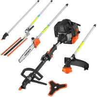 FUXTEC 5-in-1 benzine multifunctionele tuingereedschap FX-MT152E - 52ccm | Grastrimmer met 9 messen | 2-takt | Rasentrimmer met 3 pk | Heggenschaar | Takzaag | Grondfrees