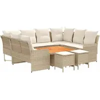 vidaXL Meubelsets 8 st Beige en Crème PE Riet