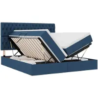 vidaXL LED opbergbed met matras Blauw 200 x 200 cm Stof