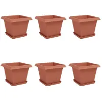 vidaXL Plantenpotten 6 pcs Baksteenrood 33 x 33 x 26 cm Kunststof