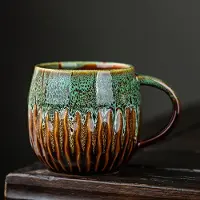 VHV -Mok - Koffiemok - Grote mok - Koffiebeker - 600 ml - Keramiek - Vaatwasserbestendig - Magnetronbestendig - Voor koffie en thee - Modern design - Groen