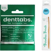 Denttabs Tandpasta Tabletten & Bamboe Tandenborstel - Mint - Extra Zacht - Tandsteenpreventie - Vegan - Milieuvriendelijk