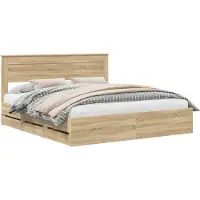 vidaXL Bedframe met lade Sonoma Eik 200 x 200 cm Ingenieurshout