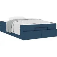 vidaXL Bedframe met matras 2 st Blauw Stof