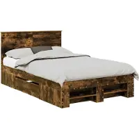vidaXL Bedframe met hoofdeinde Rook Eiken 120 x 200 cm Bewerkt hout