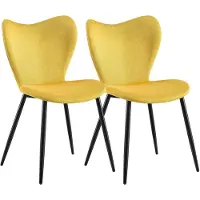 CLP Set van 2 Eetkamerstoelen Maika - Zwart Metalen Frame - tot 150 kg - Stof/geel