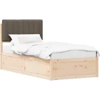 vidaXL Bedframe met Gevoerde Hoofdbord Taupe 90 x 200 cm