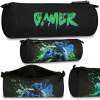 Sarcia.eu PAD gameconsole Schooletui voor jongens, rond, etui voor schoolspullen voor gamers 22x8x8cm