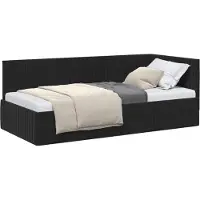 vidaXL Hoek Bed Frame met hoofdeinde Zwart 90 cm x 190 cm Fluweel