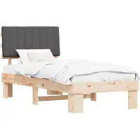 vidaXL Bedframe met Gevoerde Hoofdbord Donkergrijs 90 x 190 cm