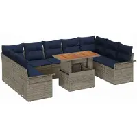 vidaXL Tuinbank Set 10 st grijs en marineblauw