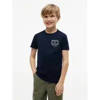 Tommy Hilfiger T-shirt met print - donkerblauw Jongens Katoen Ronde hals - maat 152