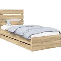 vidaXL Bedframe met lade Sonoma Eik 75 x 190 cm Ingenieurshout