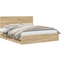 vidaXL Bedframe met lade Sonoma Eik 200 x 200 cm Ingenieurshout