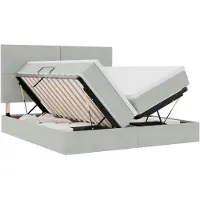 vidaXL LED opbergbed met matras Lichtgrijs 200 x 200 cm Fluweel