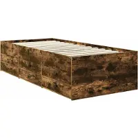 vidaXL Dagbed Gerookt Eiken en Zwart 100 x 200 cm Bewerkt hout