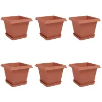 vidaXL Plantenpotten 6 pcs Baksteenrood 20 x 20 x 16 cm Kunststof