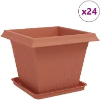 vidaXL Plantenpotten 24 pcs Baksteenrood 43 x 43 x 33,5 cm Kunststof
