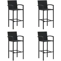 vidaXL Barkrukken 4 st poly rattan zwart