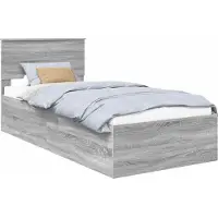vidaXL Bedframe met hoofdeinde Grijs Sonoma 75 x 190 cm Bewerkt hout