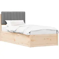 vidaXL Bedframe met gestoffeerd hoofdeinde, lichtgrijs, 90 x 200 cm