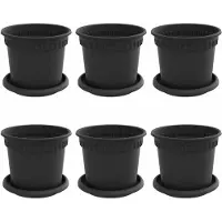vidaXL Plantenpotten 6 pcs Zwart Ø 15 x 12 cm Kunststof