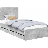 vidaXL Bedframe met lade Beton Grijs 90 x 200 cm Ingenieurshout