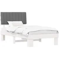 vidaXL Bedframe met gestoffeerde hoofdbord, lichtgrijs, 100 x 200 cm